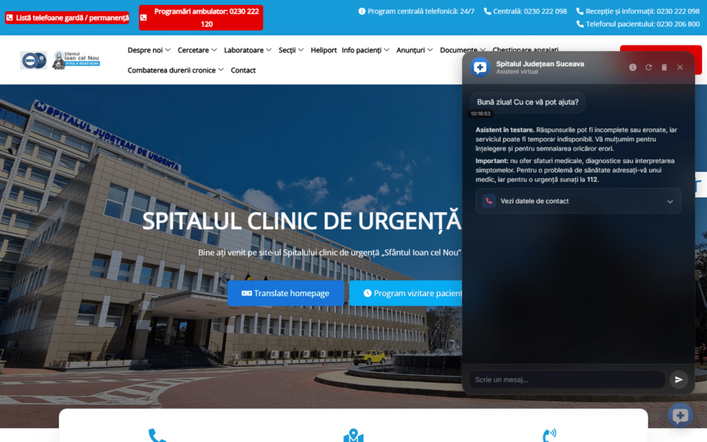 ChatBot AI VSO deschis pe spitaluljudeteansuceava