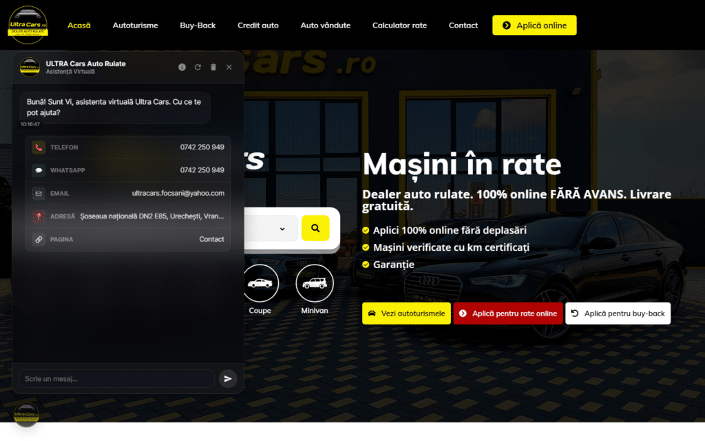 ChatBot AI VSO deschis pe ultracars
