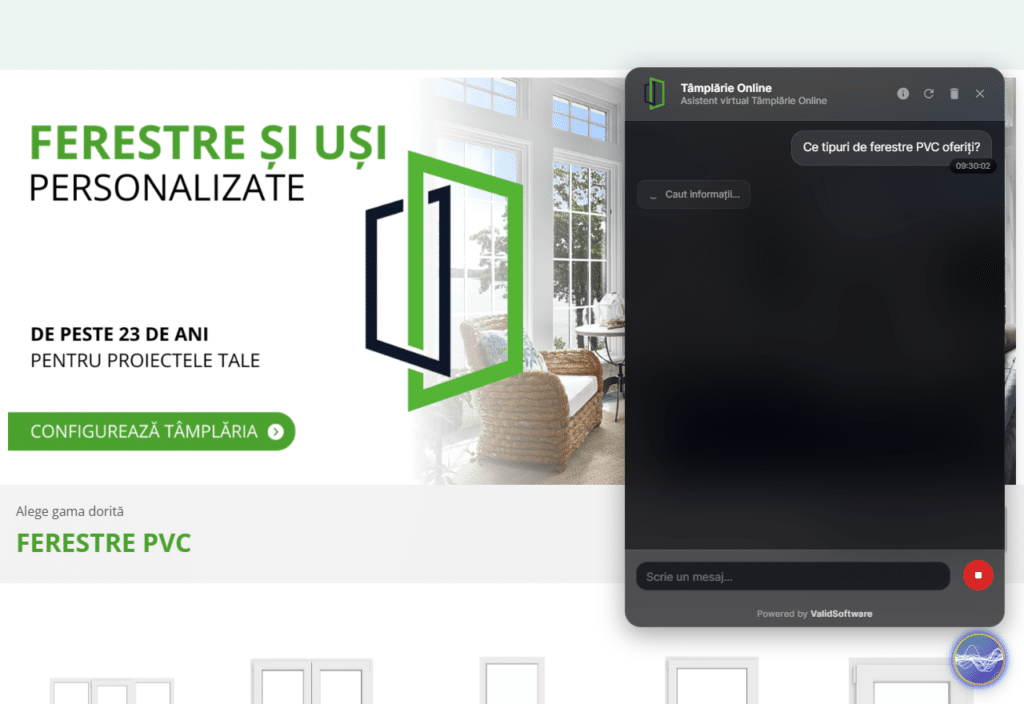 Tâmplărie Online — ChatBot AI